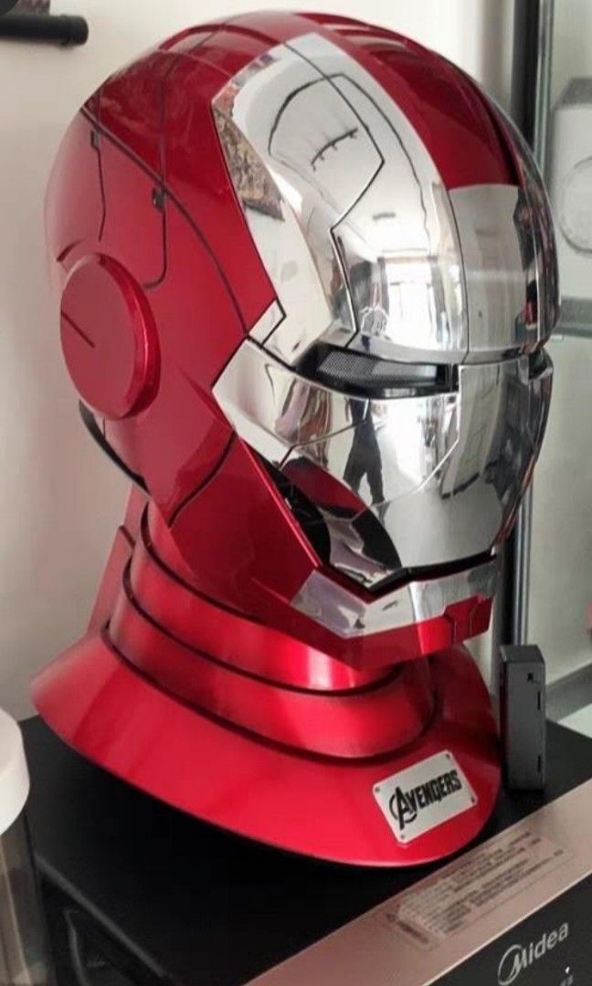 iron man helmet for sale singapore SG Ready Stock】1:1 Scale Wearable Bluetooth Speaker☆V – MamaX layer water plating brushes Iron Man MK5 Helmet Gold