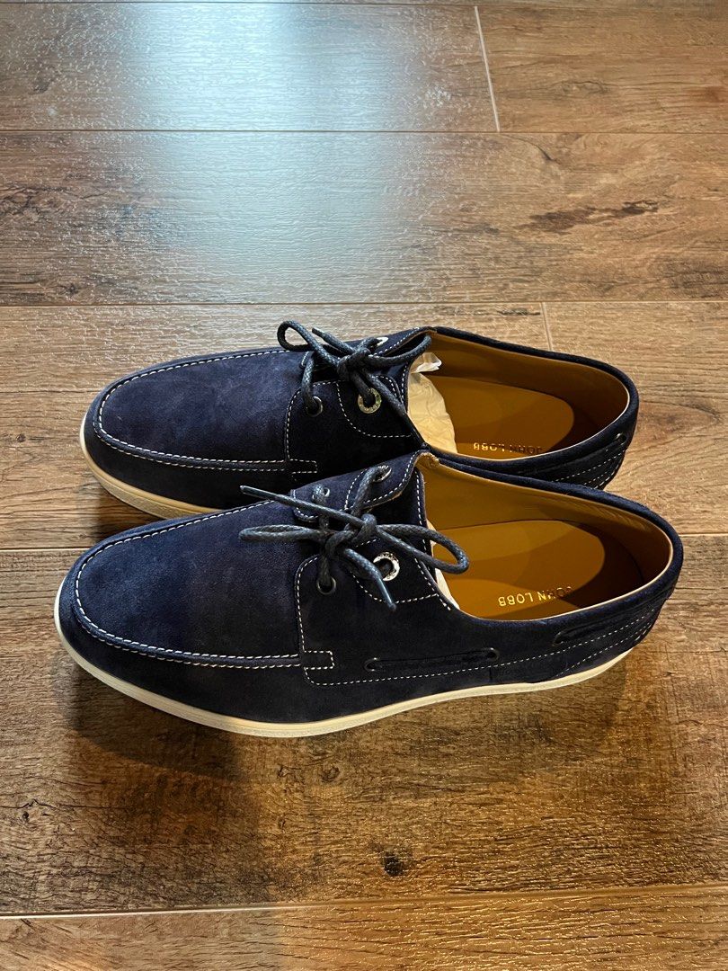 John Lobb Pier Suede Boat Navy Shoes Carousell