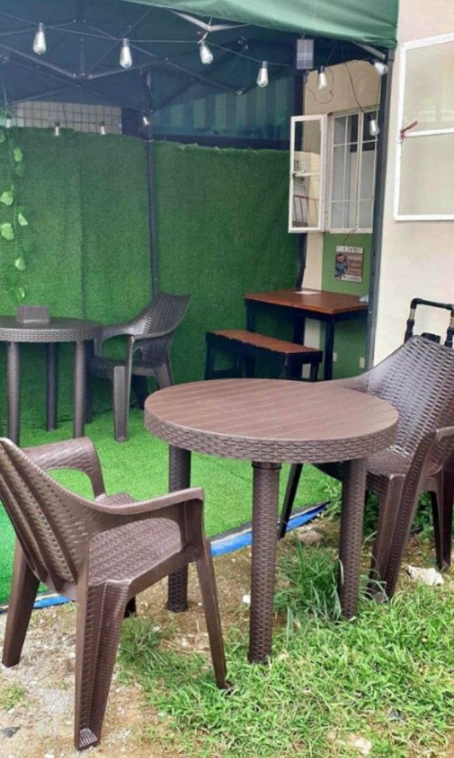 Jolly Rattan armchair and round table Furniture Home Living Furniture Tables Sets on Carousell