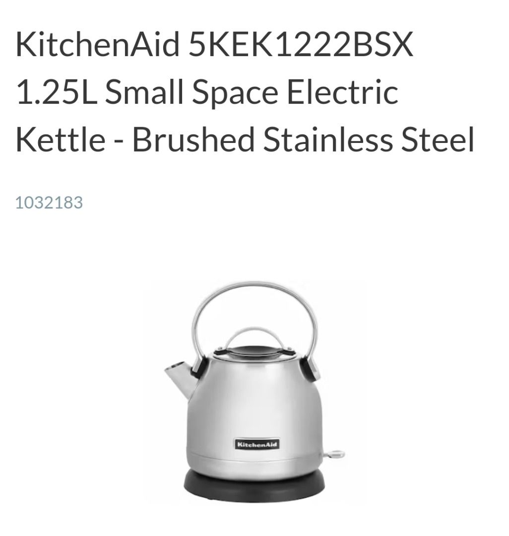 KitchenAid 1.25L Small Space Kettle in Stainless Steel