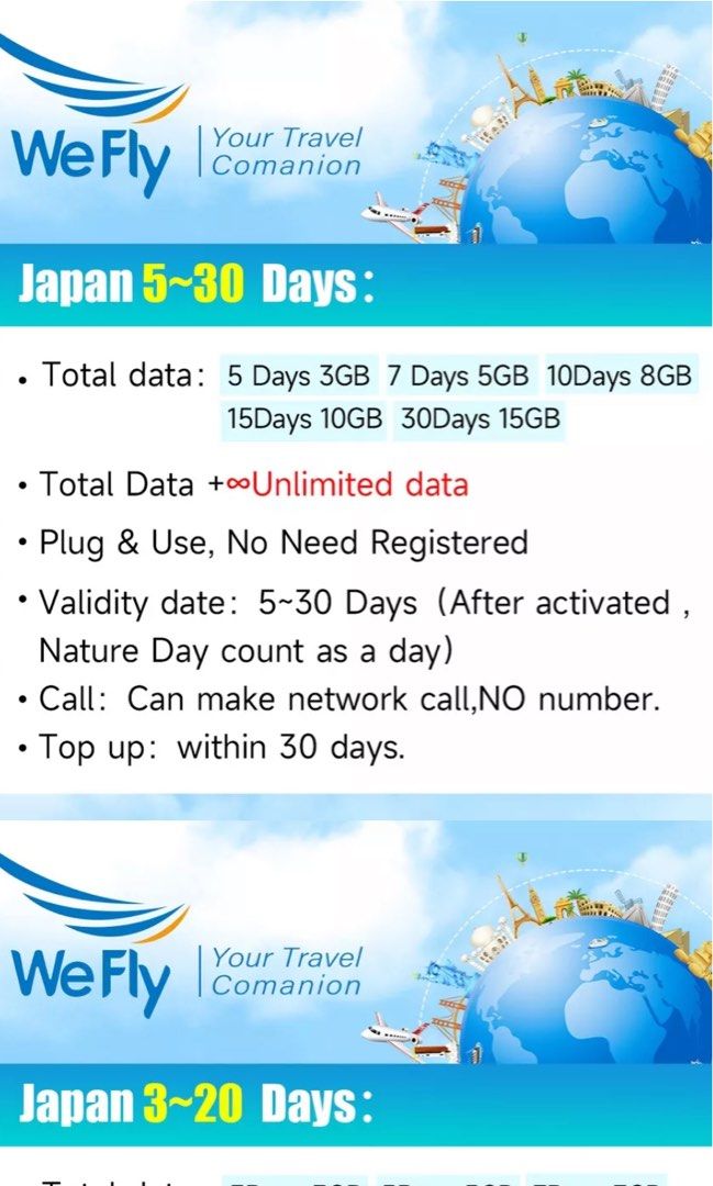 Korea and Japan temporary sim card, Mobile Phones & Gadgets, Mobile & Gadget Accessories, Sim