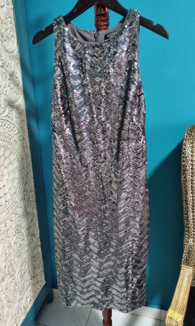 Ralph lauren top silver sequin dress