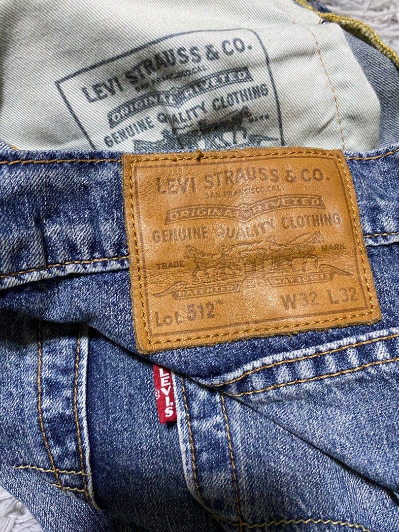 LEVI S 512 BIG E PREMIUM DISTRESSED PANTS LEATHER PATCH