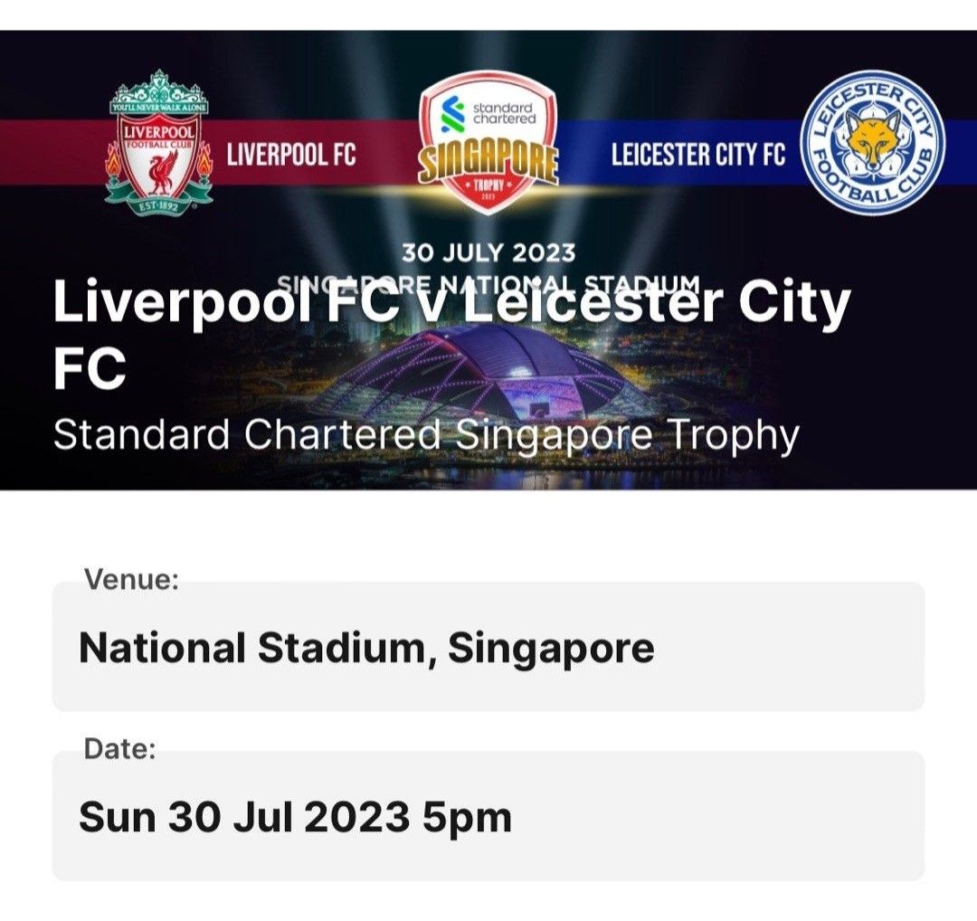 Liverpool vs Leicester city 30 Jul 2023, Tickets & Vouchers, Event