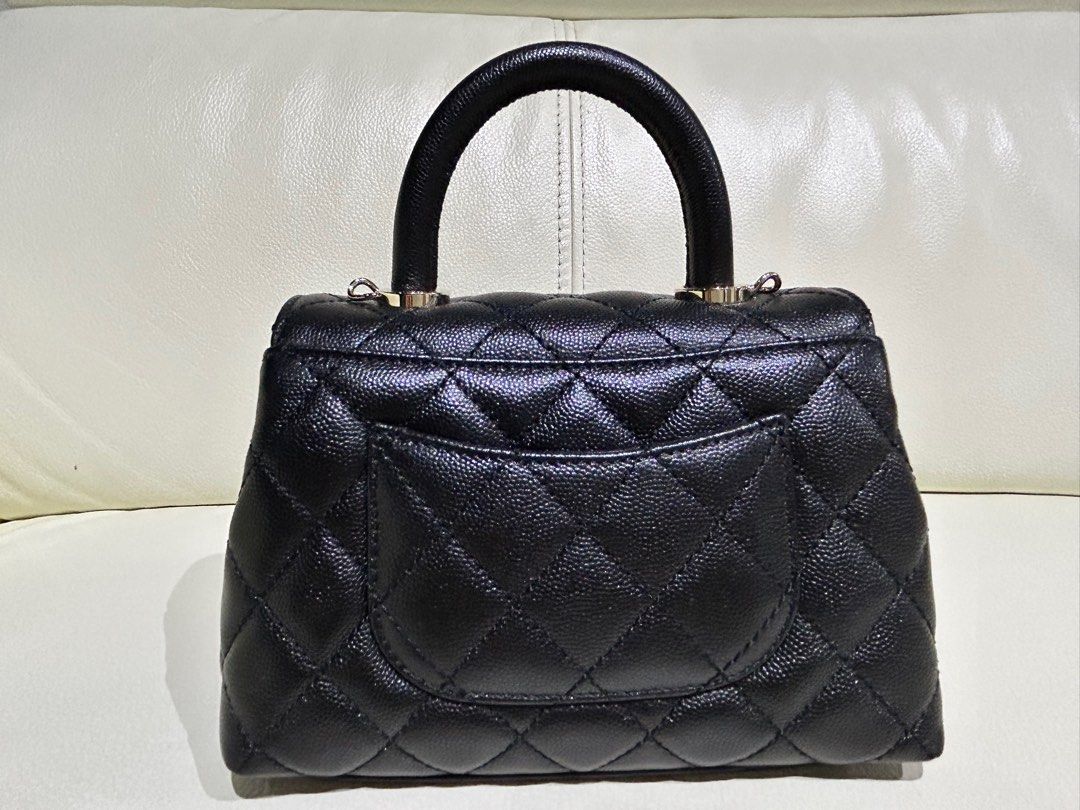 CHANEL Caviar Quilted Incognito Extra Mini Coco Handle Flap Pink
