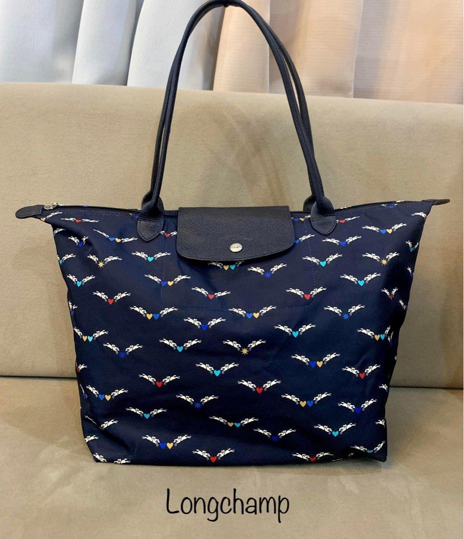 Limited Edition) Longchamp Le Pliage Striped Pouch, Luxury, Bags & Wallets  on Carousell