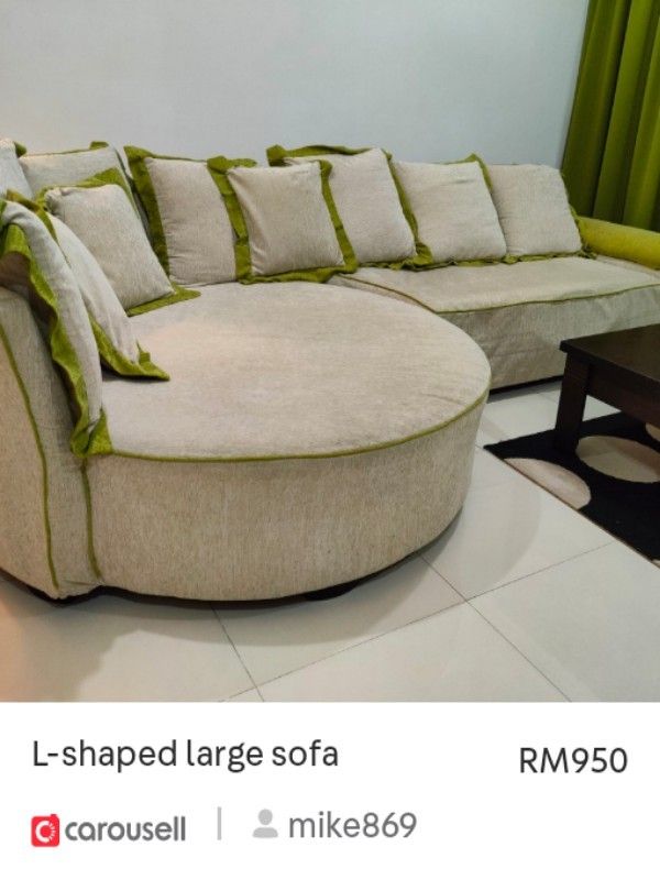 L-Shaped Large Sofa, Furniture & Home Living, Furniture, Sofas On Carousell