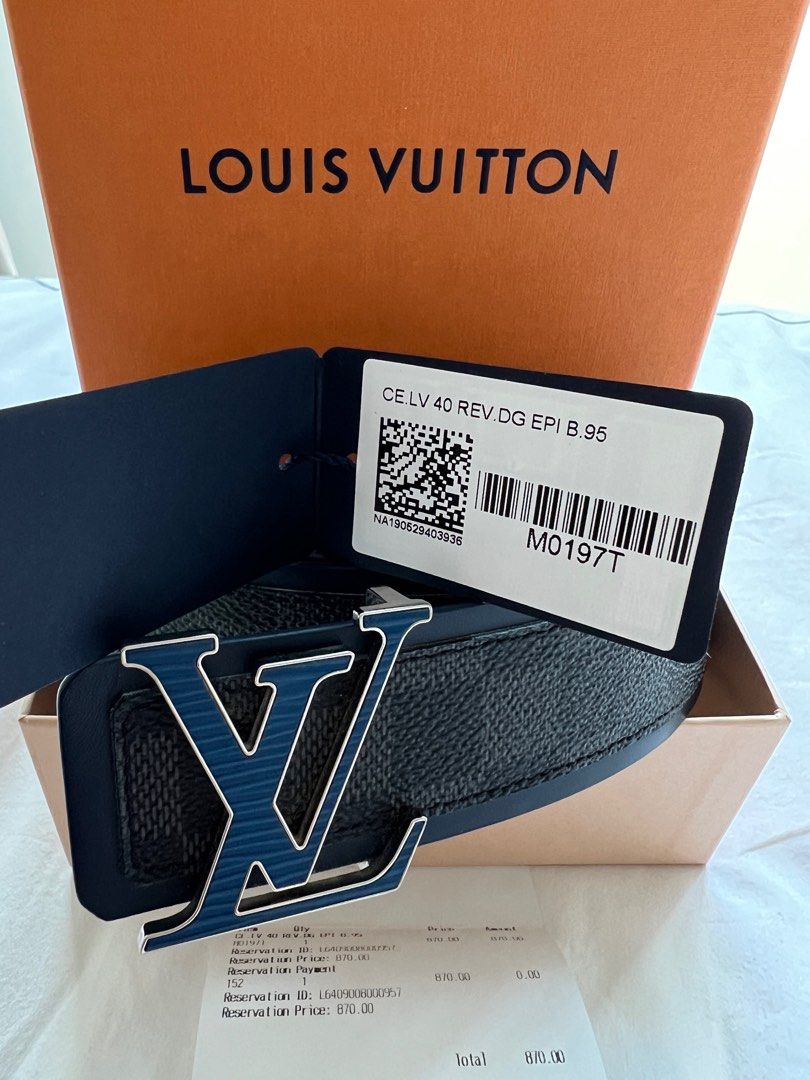 Louis Vuitton LV Initiales Silver Buckle Reversible Belt Damier Graphite  40mm Black Lining for Men