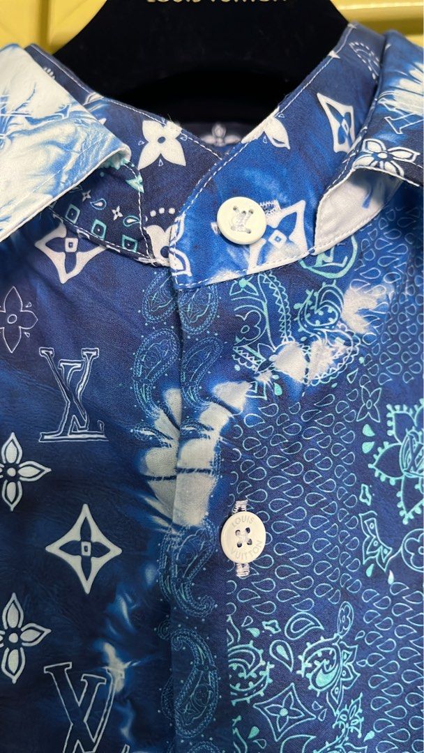 Pre-owned Louis Vuitton Blue Monogram Bandana Button Up Shirt
