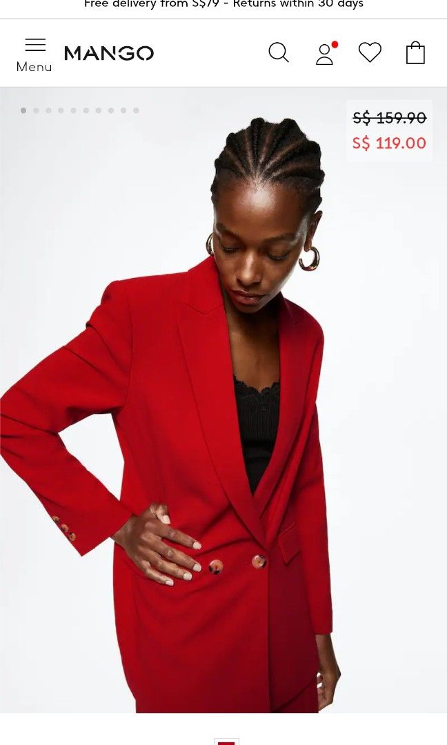 Mango blazer set blazer and pants red Women s Fashion Coats