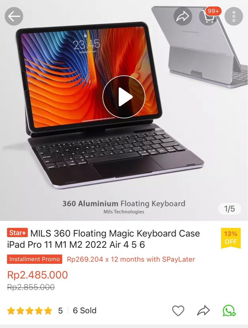 MILS 360 Floating Magic Keyboard Case iPad Pro 11 M1 M2 2022 Air 4 5 6