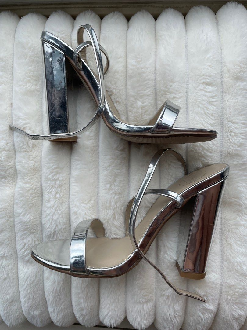 Missguided silver shop block heels