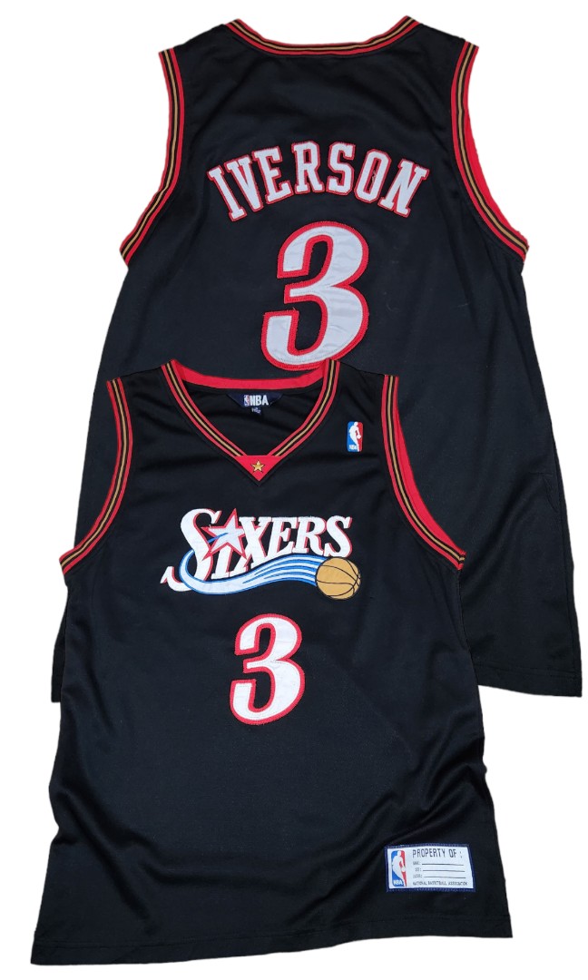 Vintage Champion Allen Iverson Jersey Philadelphia Sixers 76ers Size 44 L  Black