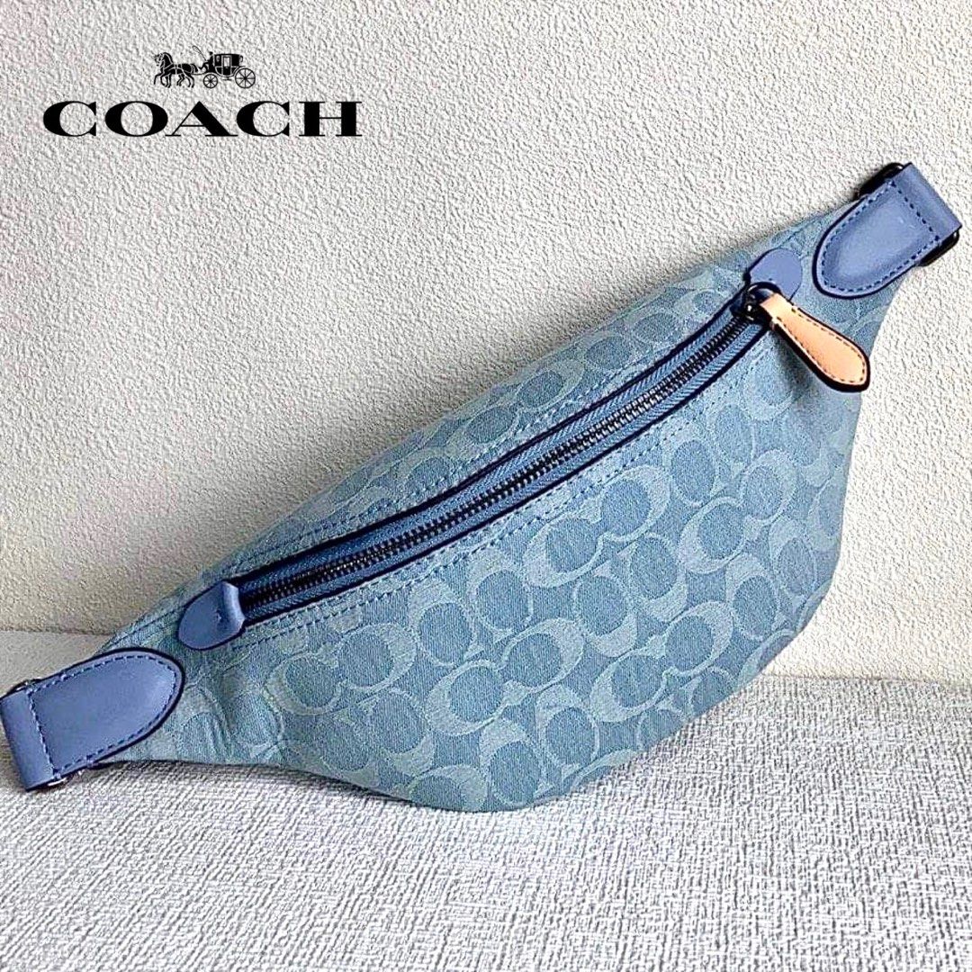 New Coach Original CJ825 Blue in Denim Charter Belt Bag 7 Men