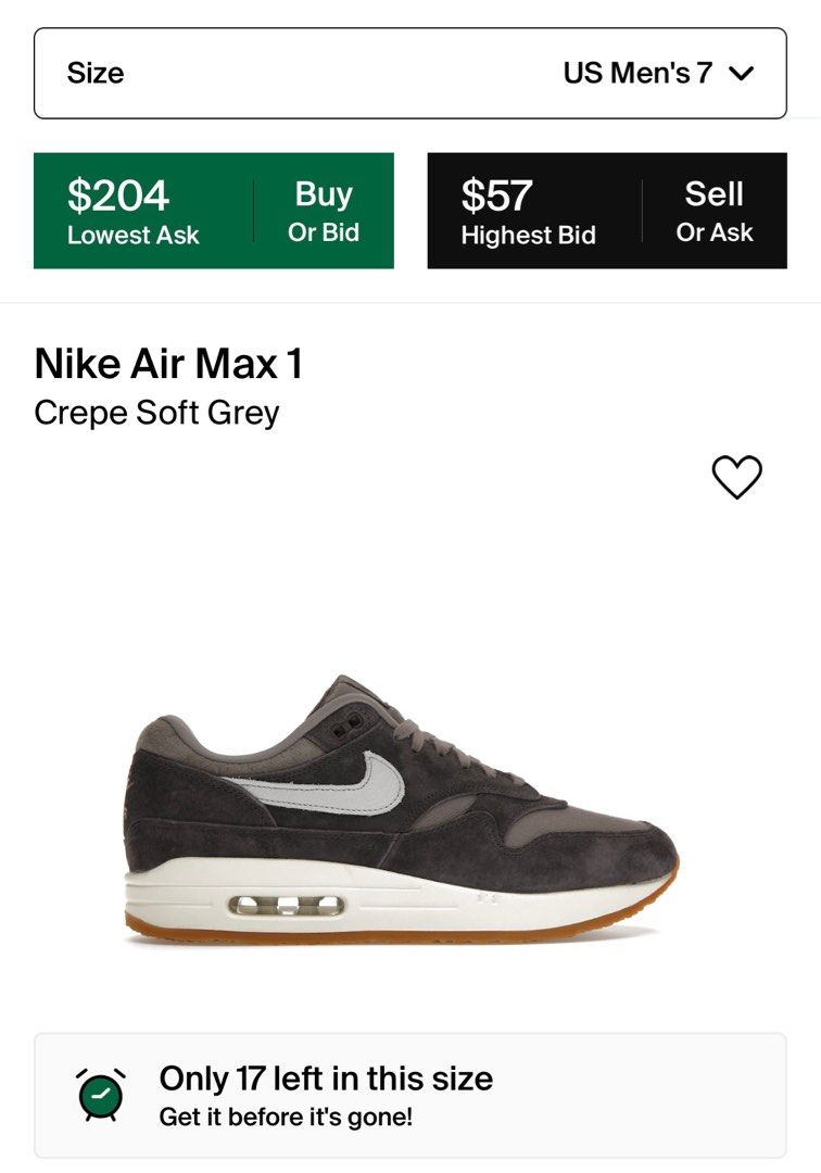 Nike Air Max 1 Crepe Soft Grey Men s Fashion Footwear Sneakers