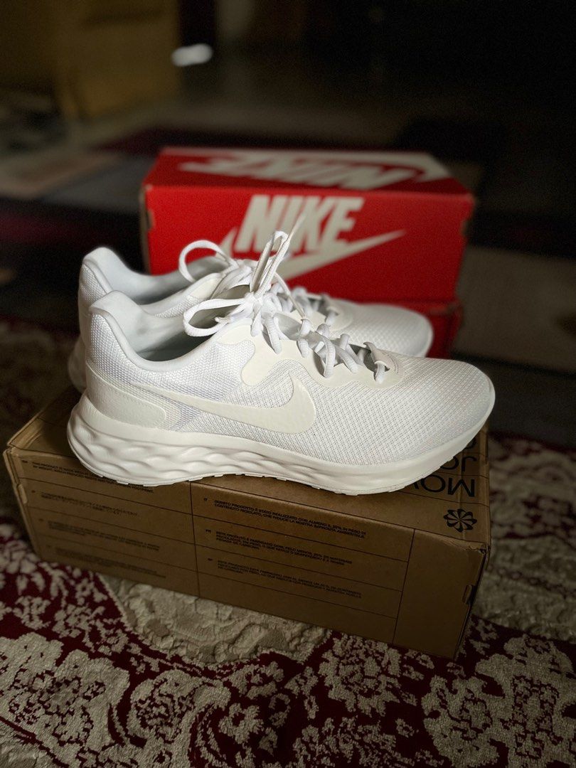 NIKE REVOLUTION 6 TRIPLE WHITE RUNNING SHOE SPORT SHOE KASUT SUKAN KASUT LARI
