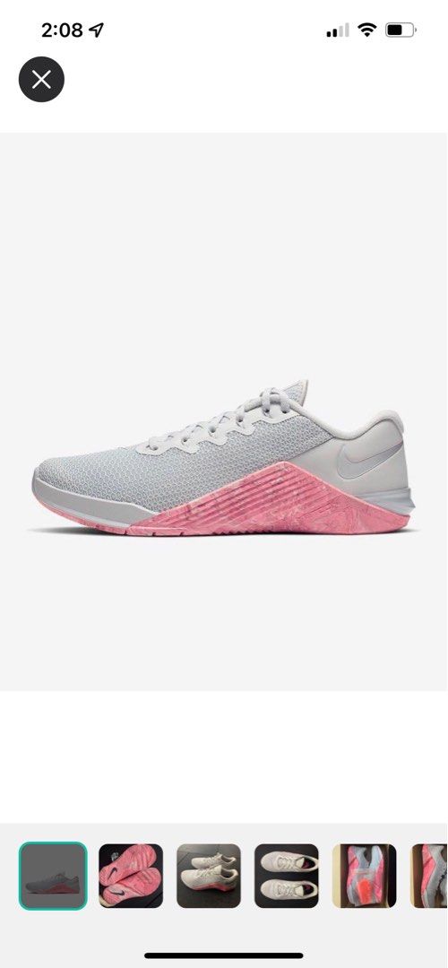 Metcon 5 women's top shoes - platinum/oil grey/pink