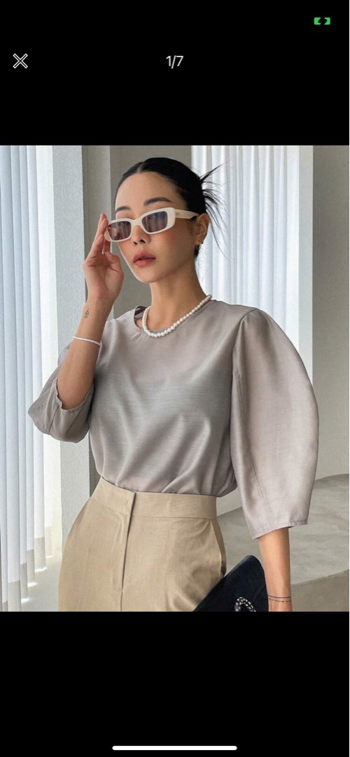 On hand shein puff sleeves, Women's Fashion, Tops, Blouses on Carousell