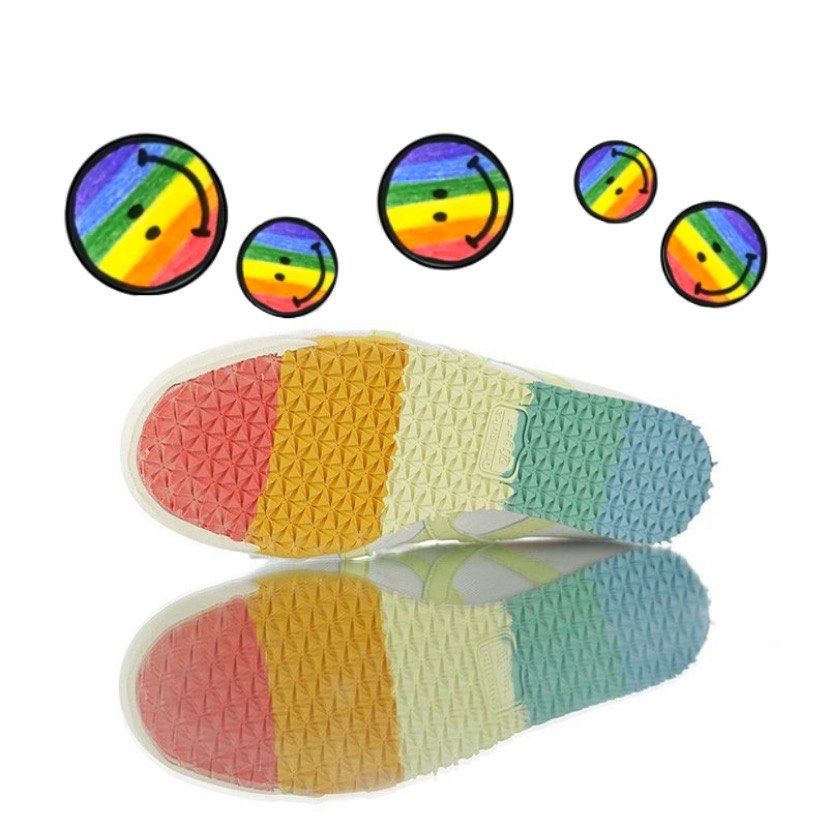 White vans clearance rainbow stripe