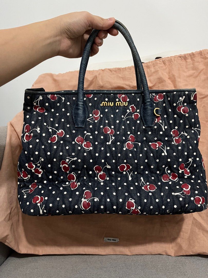Original MIU MIU cherry design denim handbag last price Carousell
