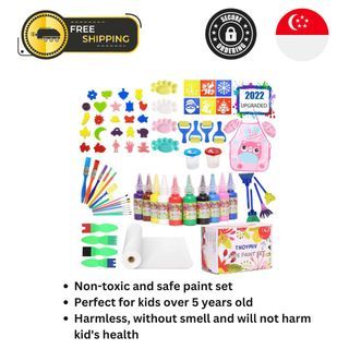 Arteza Finger Paints for Toddlers, Nontoxic, Set of 30 Colors, 1 fl oz Containers, Washable, Kids Art Set, for Paper, Canvas