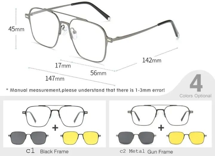 Titanium Aluminum snap on Glasses Frame Men Polarized Nignt