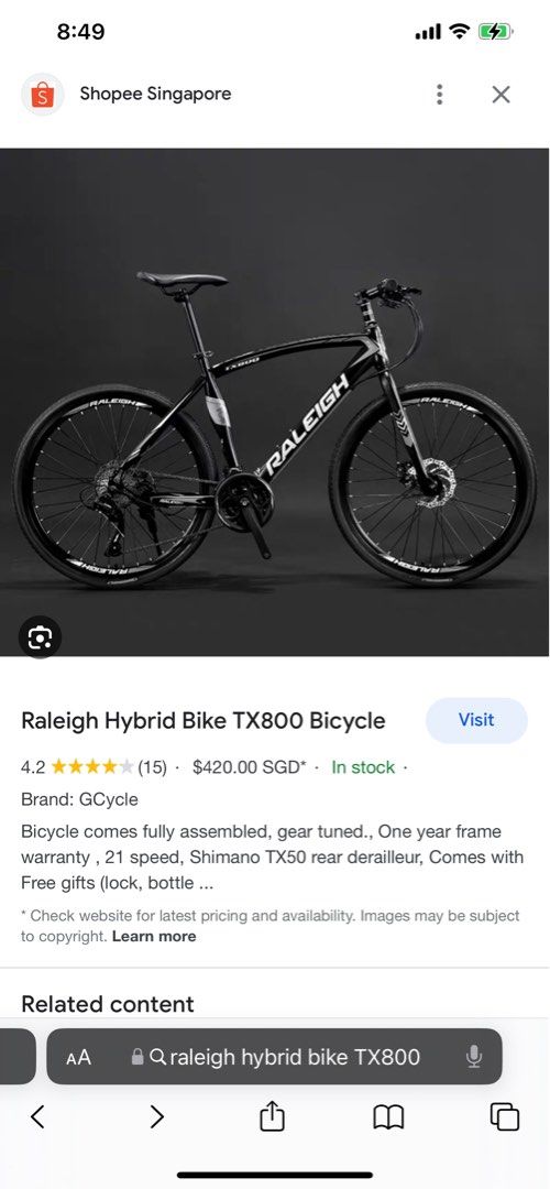 Raleigh hybrid bike tx800 new arrivals