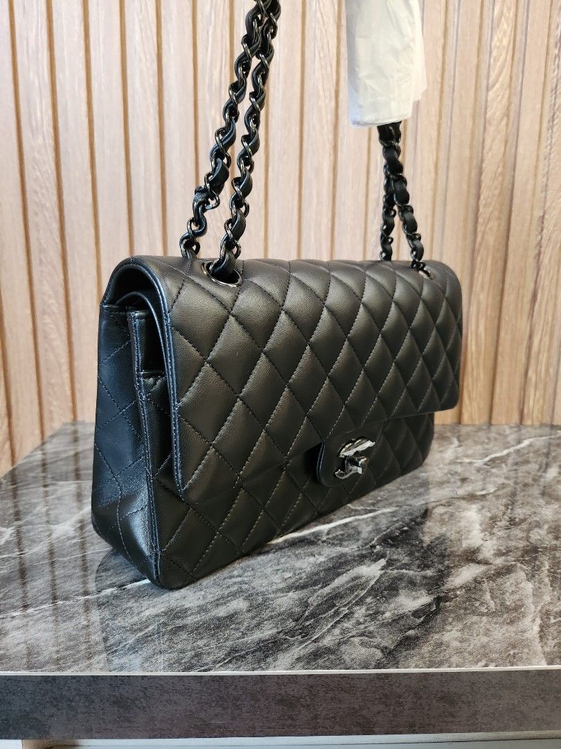 Chanel So Black Lambskin Mini Rectangular Classic Single Flap Bag, myGemma