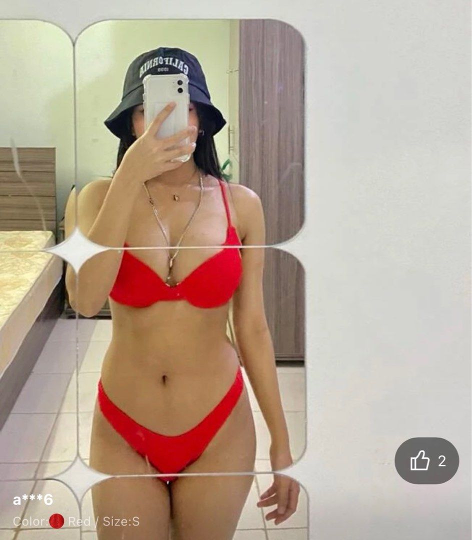 Red bikini, Women's Fashion, Swimwear, Bikinis & Swimsuits on Carousell