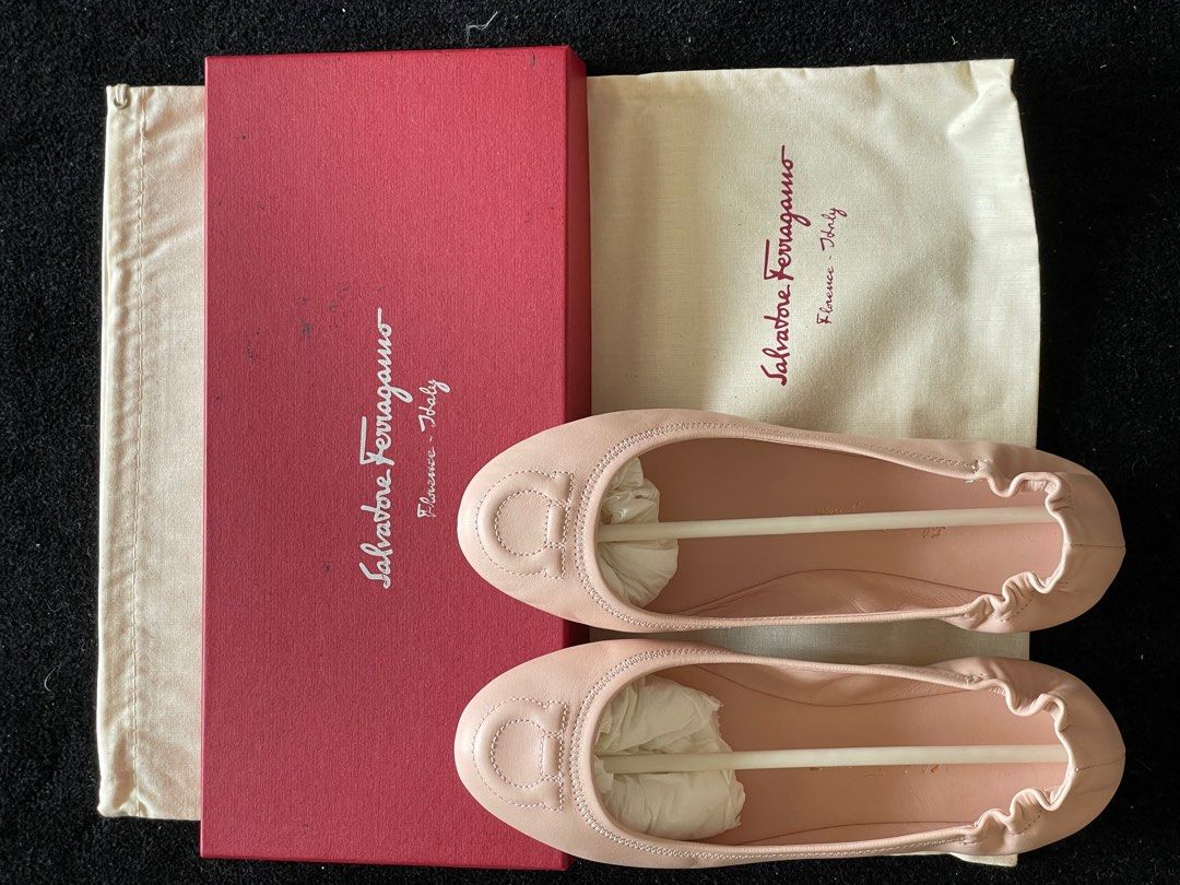 Salvatore Ferragamo baby pink flats Carousell
