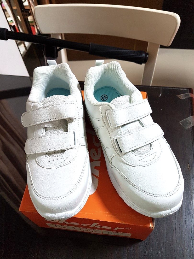 White leather outlet school shoes