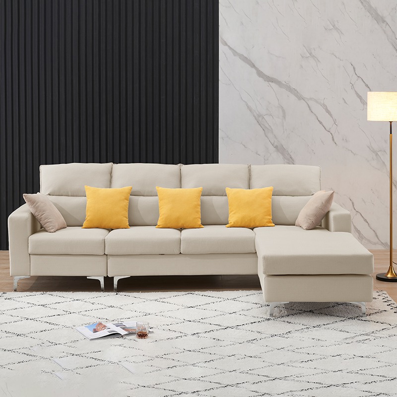 Simple and comfortable fabric sofa high rebound sponge solid wood frame ...