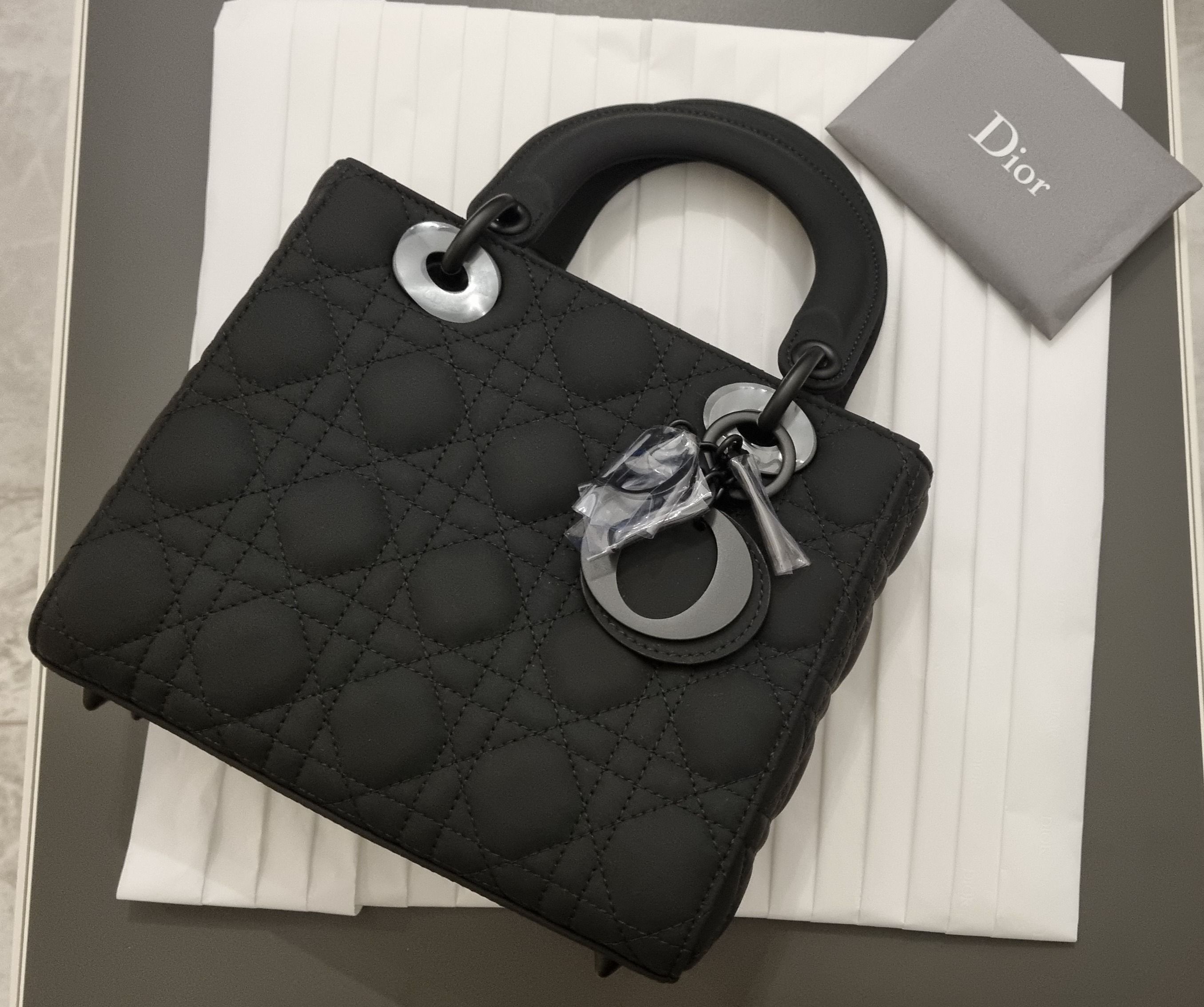 Dior Black Ultramatte Cannage Calfskin Large Lady Dior Bag For Sale at  1stDibs