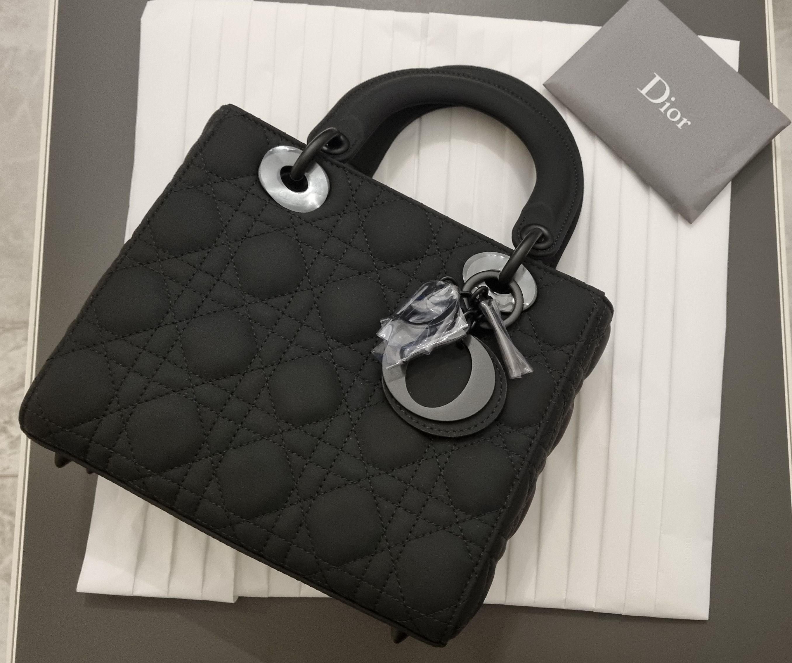 Lady dior pouch black ultramatte cannage calfskin clearance