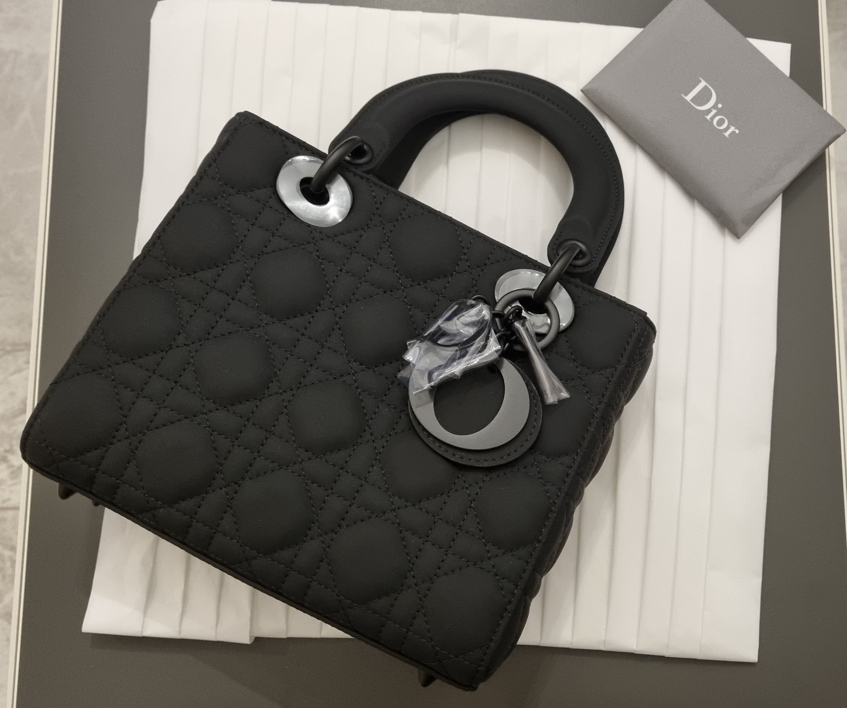 Medium Lady Dior Bag Black Ultramatte Cannage Calfskin