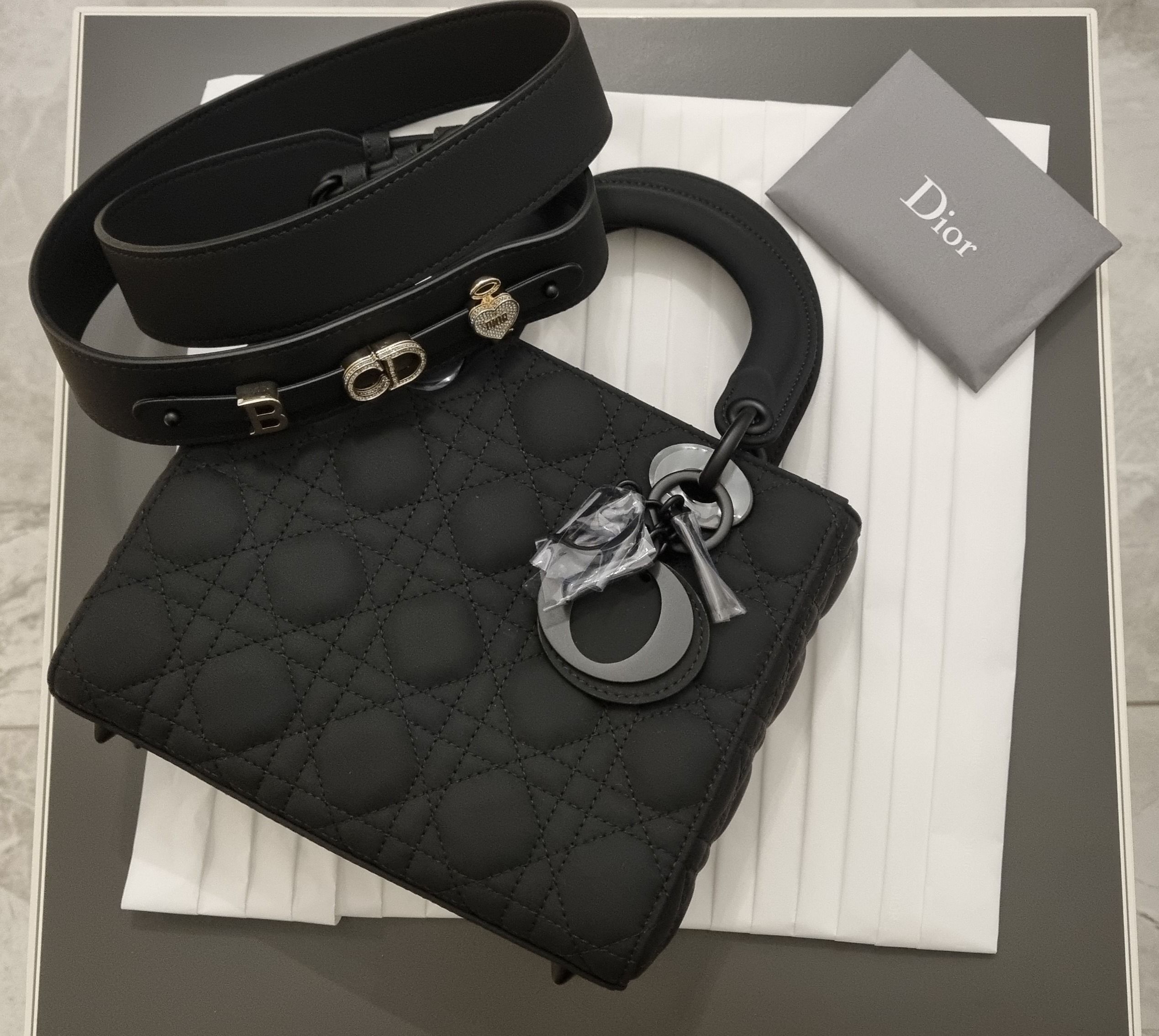 Lady Dior Pouch Black Ultramatte Cannage Calfskin