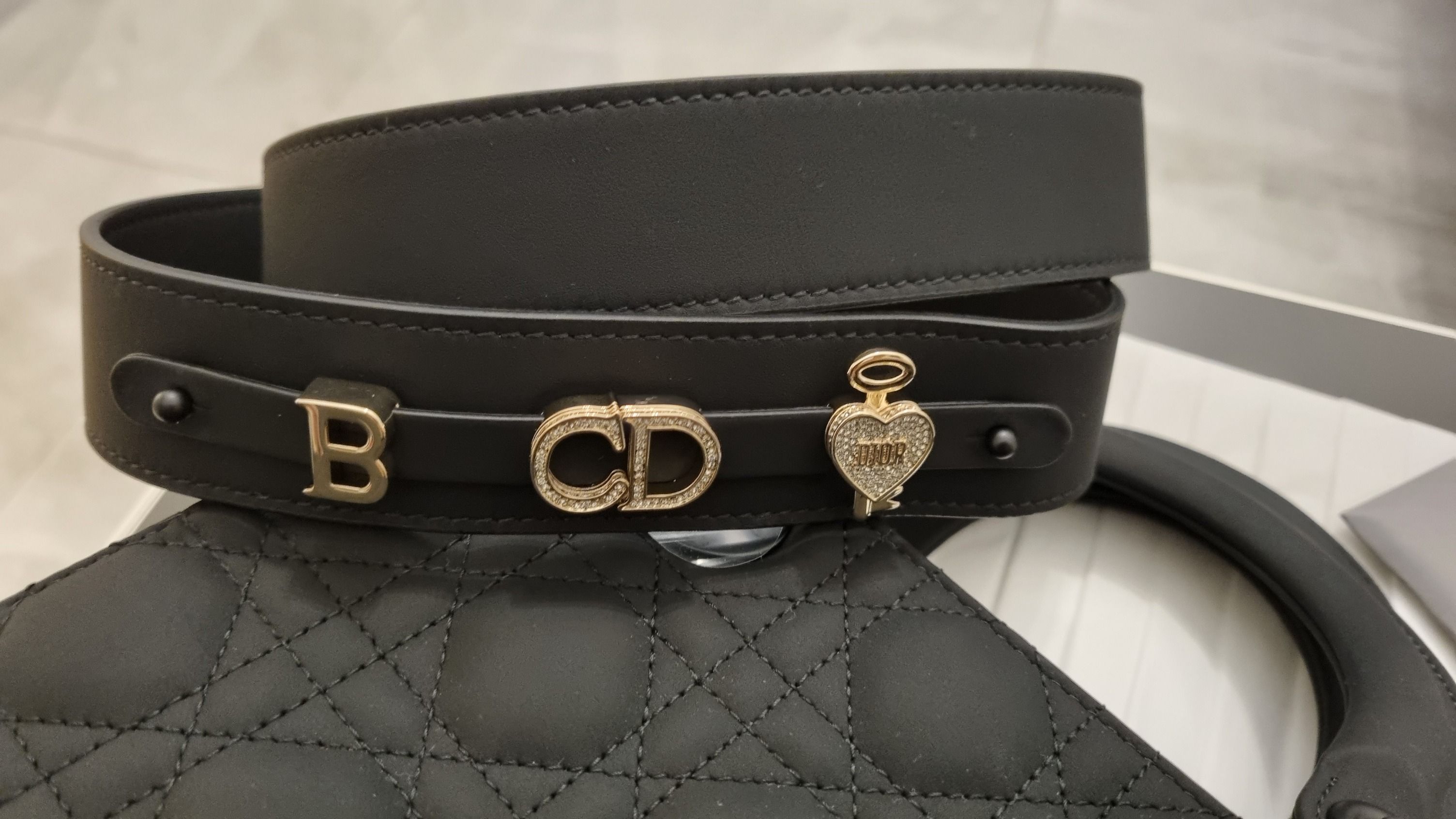Lady dior my abcdior bag black ultramatte cannage best sale calfskin