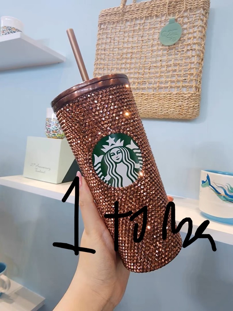 Starbucks tumbler diamonds rhinestone blackpink, Furniture & Home