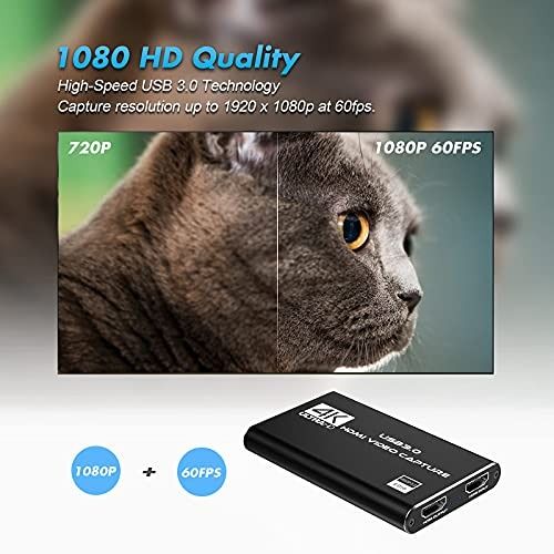 4K Video Capture Card USB 3.0 1080P 60fps HDMI Audio Video Capture Device  Portable Video Converte