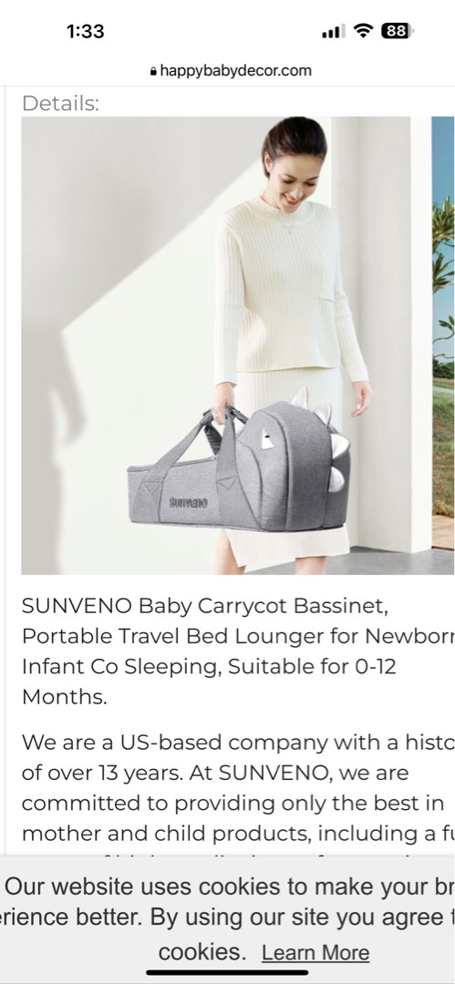 Sunveno Travel Bassinet and Carrier Babies Kids Going Out
