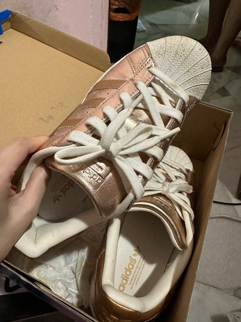 Women's superstar shoes rose gold cheap