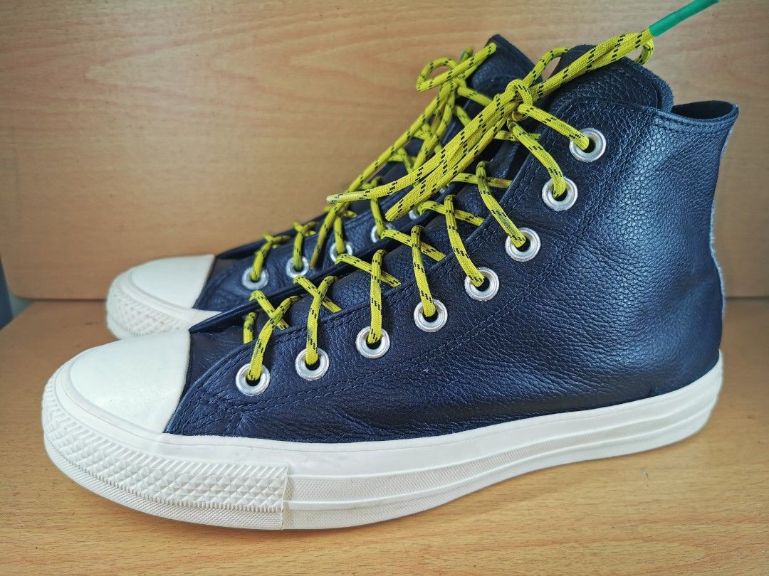 UKBundle UK7.5 26cm Converse Chuck Taylor All Star High Leather Bold Citron Egret 163339C