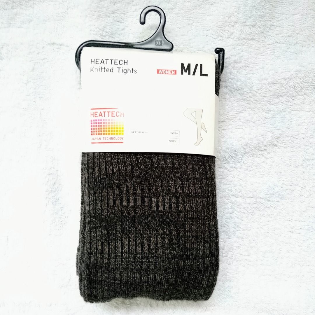 Sold] Uniqlo HEATTECH Dark Grey Knitted Tights Women M/L (Heat