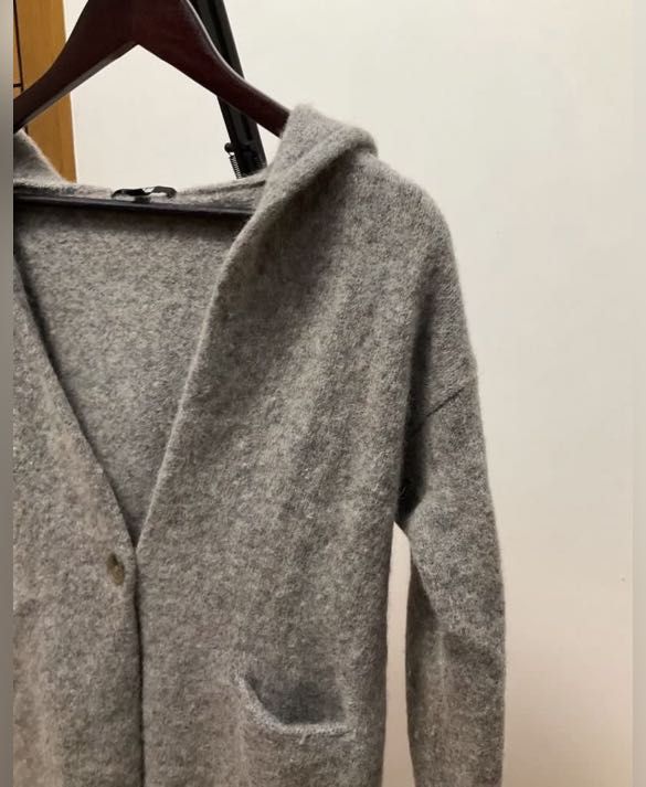 Uniqlo melange wool sales hooded knitted coat