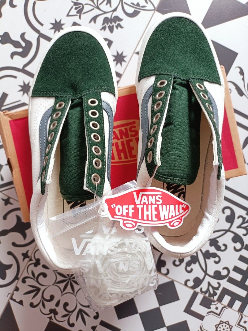 Vans Old Skool Varsity Canvas Green Blue Women s Fashion