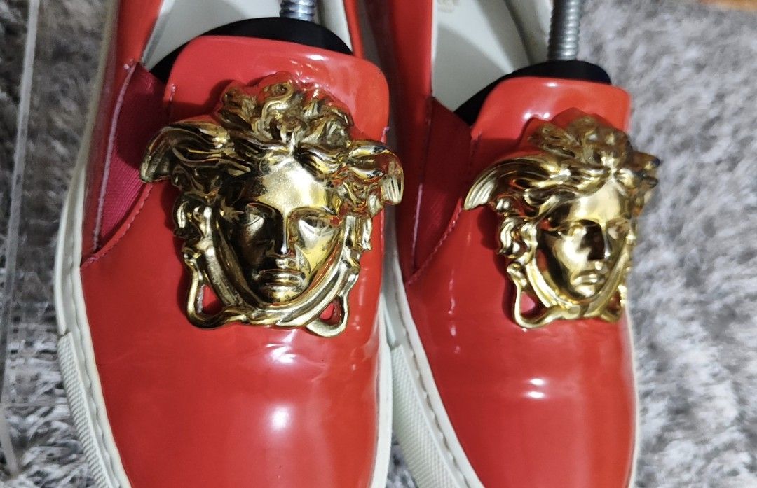 VERSACE Gold Medusa Palazzo SlipOn Low Top Sneakers Red Patent Leather,  Luxury, Sneakers & Footwear on Carousell