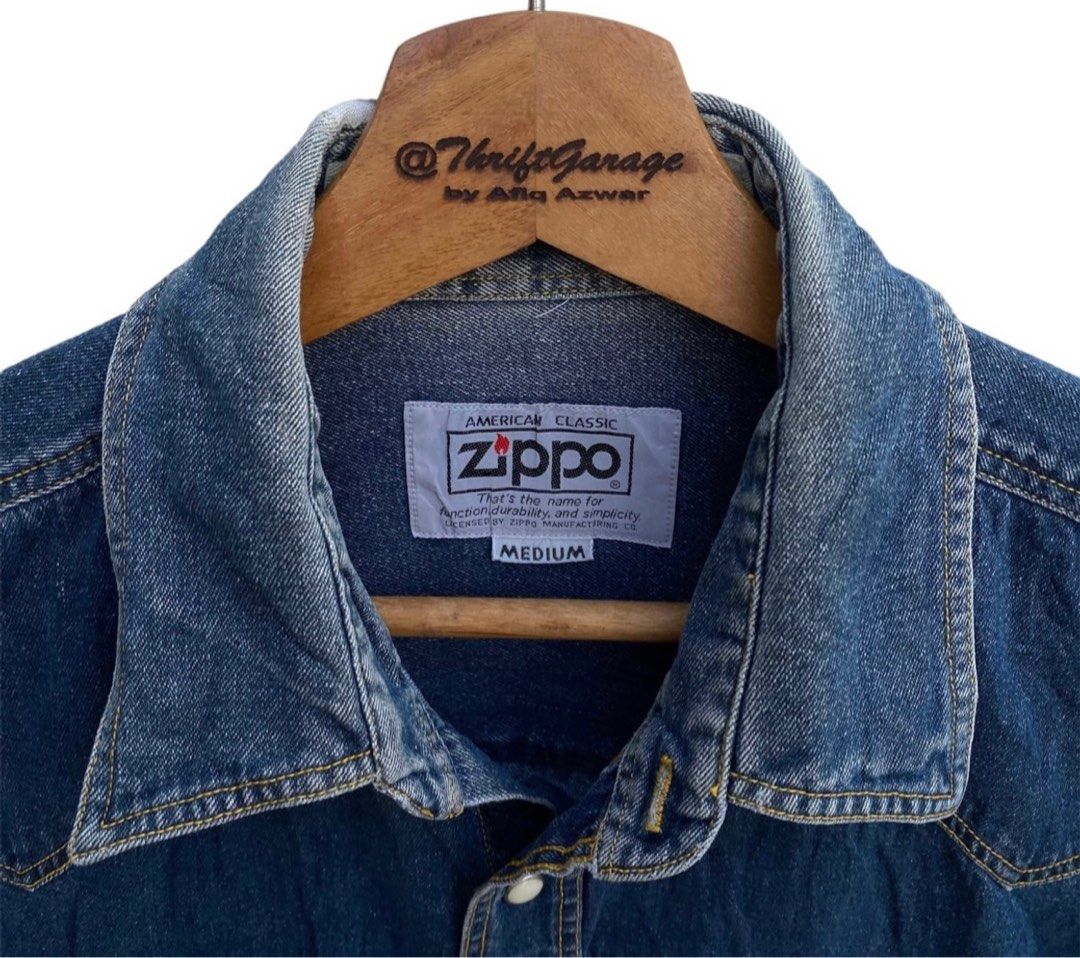 Vintage Zippo Rugged Denim Snap Button Ups Acid Wash Shirt