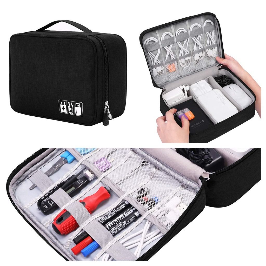 Waterproof Electronic Gadget Organizer Travel Bag Pouch for Cable Charger Phone USB SD Card 2 3 Layer NT2034