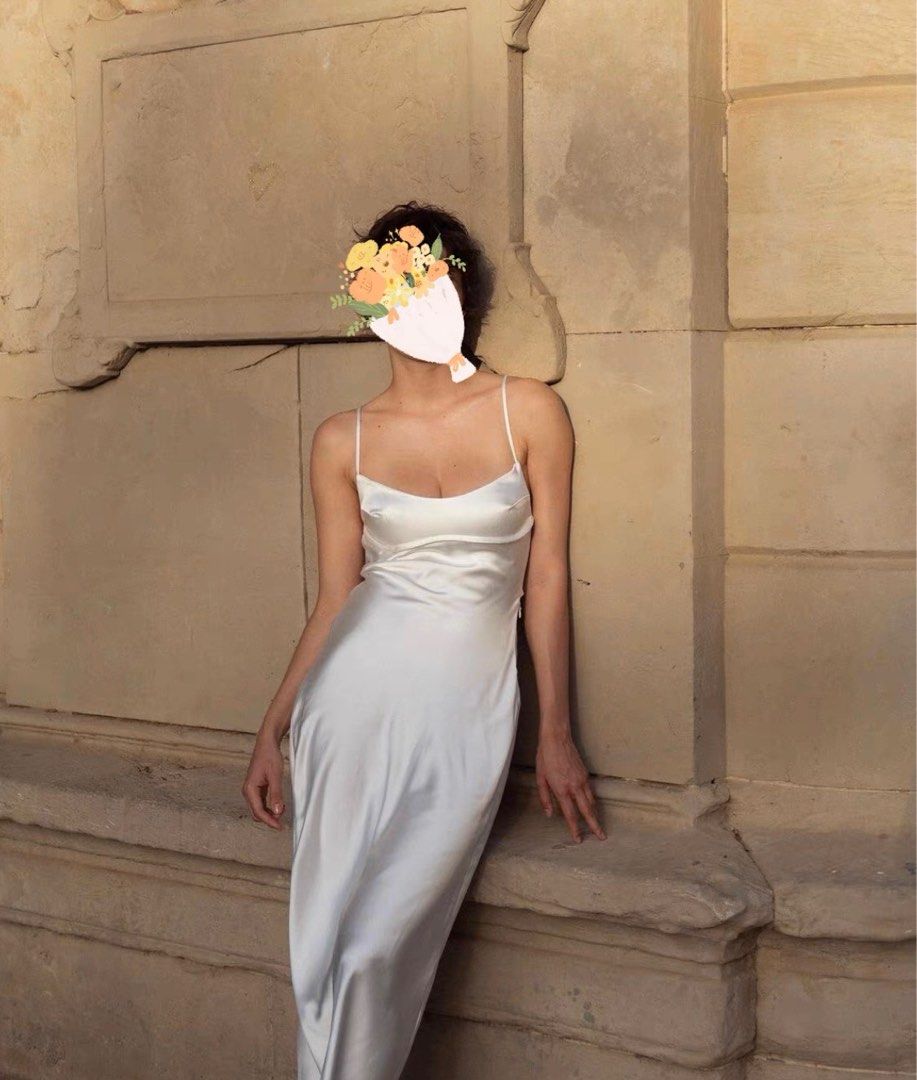 White silk outlet dress cheap