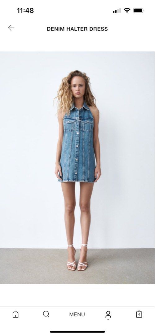 Zara denim halter dress indigo, Women's Fashion, Dresses & Sets, Dresses on  Carousell